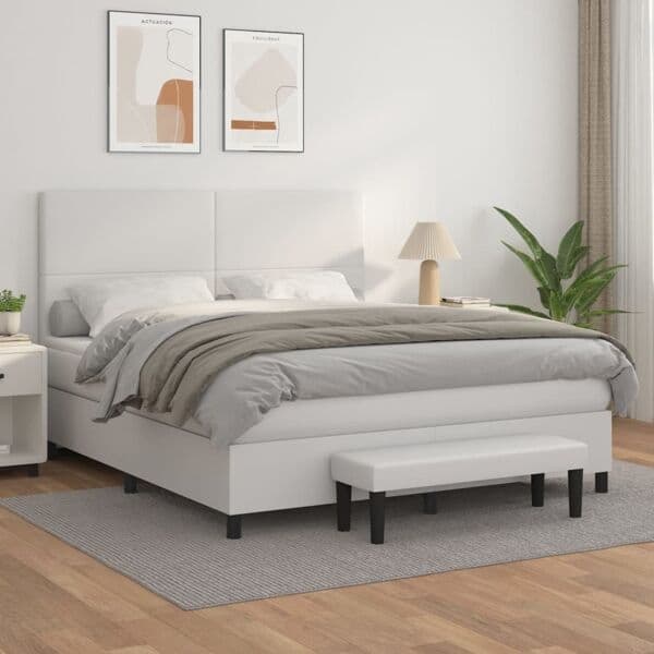 vidaXL Ramsäng med madrass vit 180x200 cm konstläder Vit