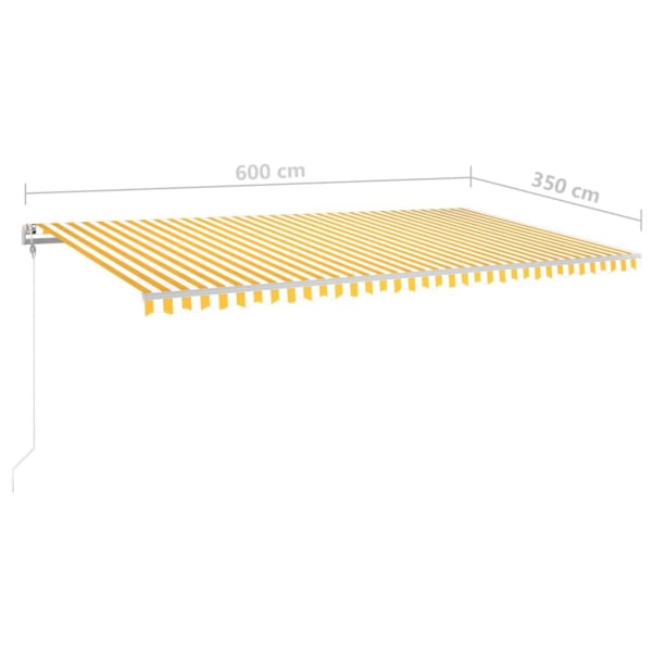 vidaXL Markis automatiskt infällbar 600x350 cm gul och vit Gul