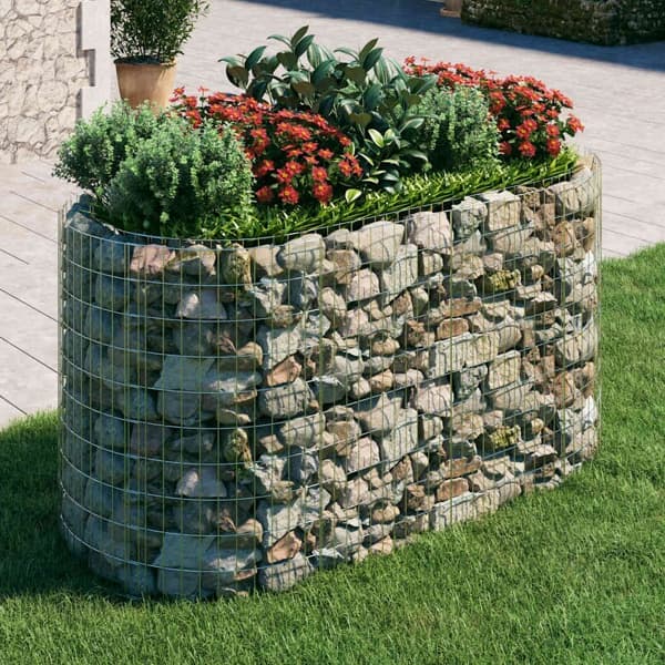 vidaXL Planteringsgabion galvaniserat järn 200x100x100 cm Silver