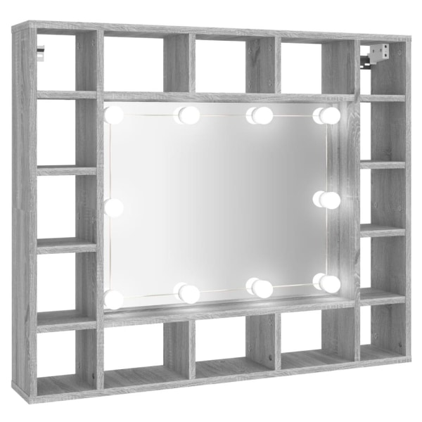 vidaXL Spegelskåp med LED grå sonoma 91x15x76,5 cm Grå