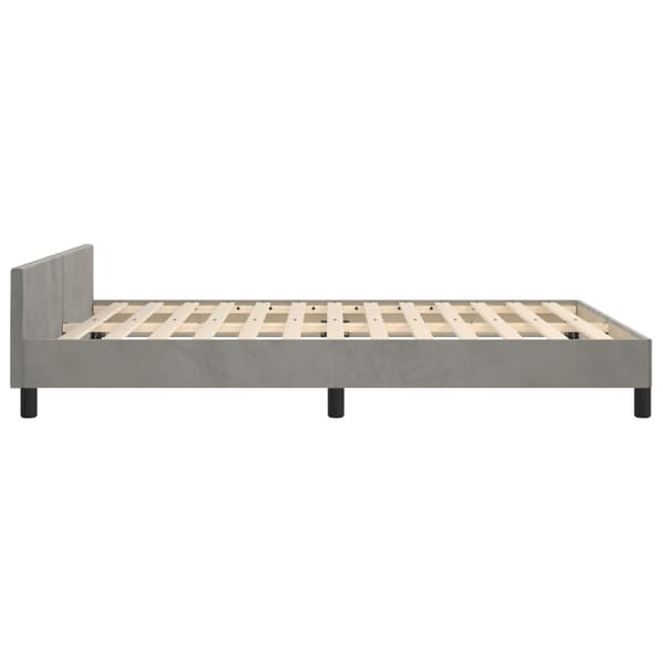 vidaXL Sängram med huvudgavel ljusgrå 140x190 cm sammet Grå