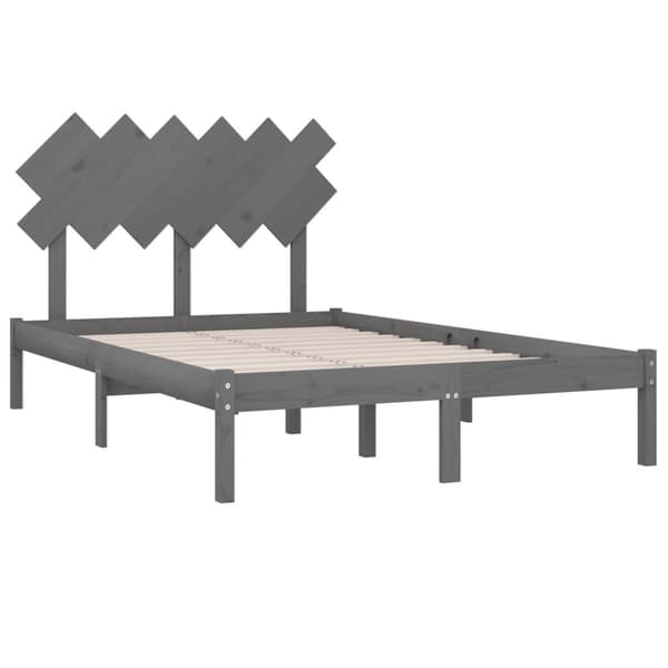 vidaXL Sängram massiv furu 135x190 cm grå Grå