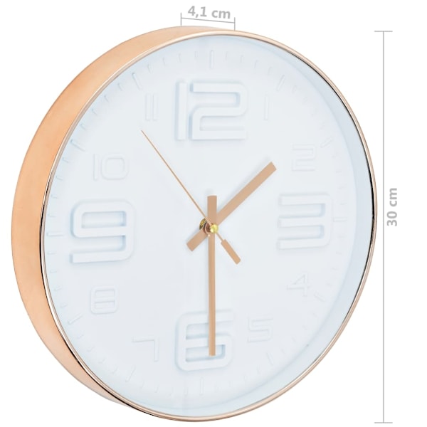 vidaXL Väggklocka kopparfärg 30 cm Vit