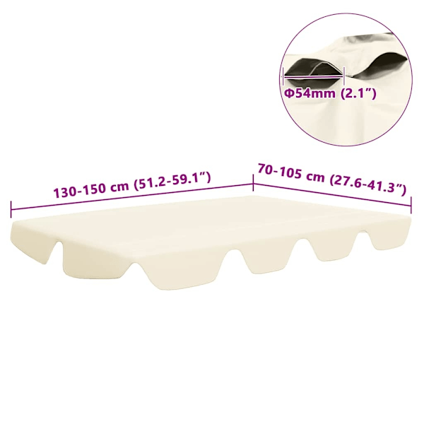 vidaXL Reservtak för hammock gräddvit 150/130x105/70 cm Creme
