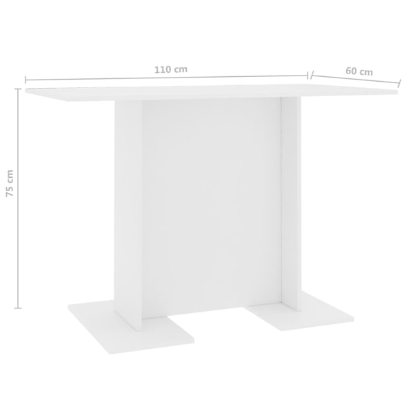 vidaXL Matbord vit 110x60x75 cm konstruerat trä Vit
