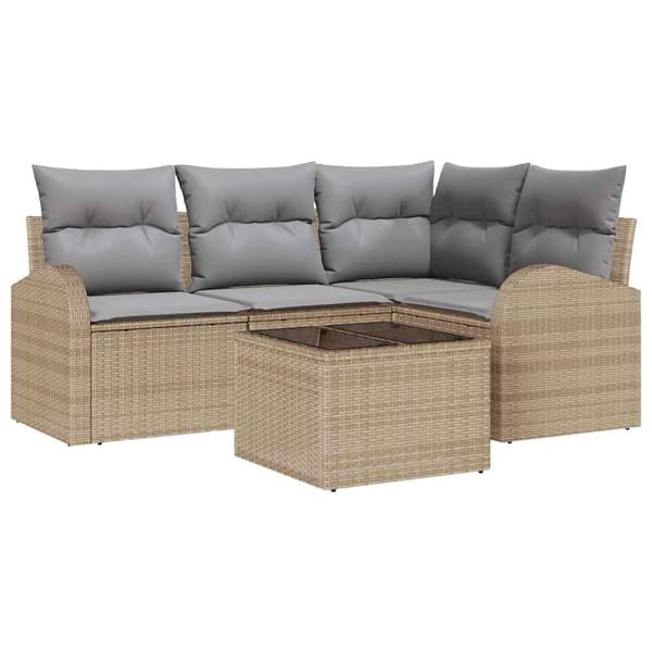 vidaXL Trädgårdsoffset Beige konstrotting Beige