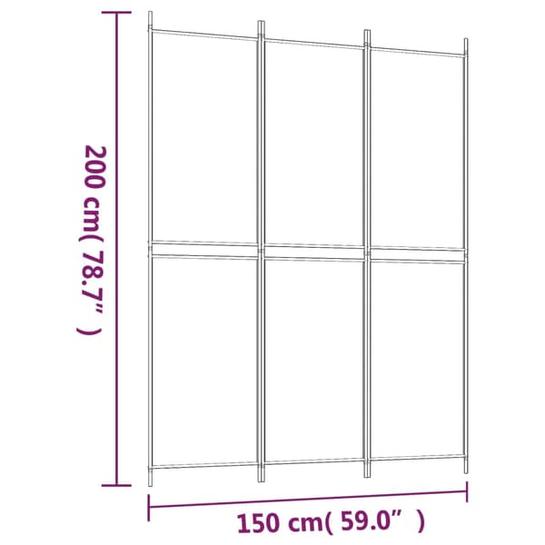 vidaXL Rumsavdelare 3 paneler vit 150x200 cm tyg Vit