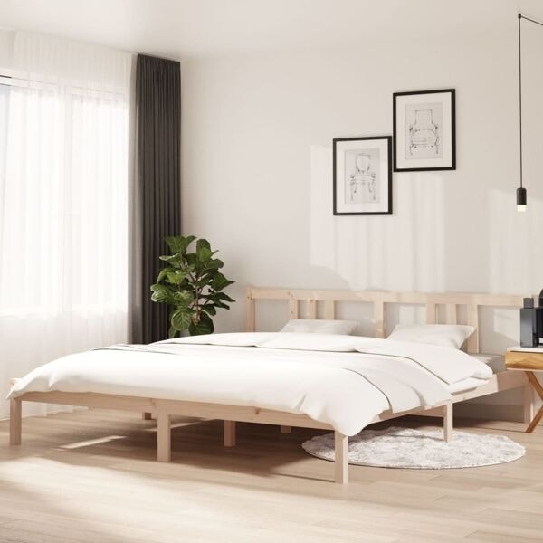 vidaXL Sängram massivt trä 180x200 cm Brun