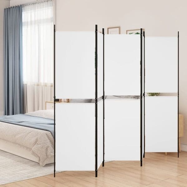 vidaXL Rumsavdelare 5 paneler vit 250x180 cm tyg Vit
