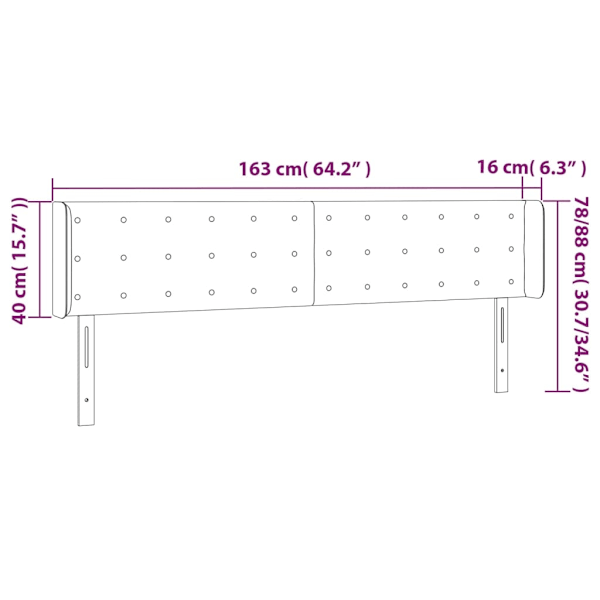 vidaXL Sänggavel LED grå 163x16x78/88 cm konstläder Grå