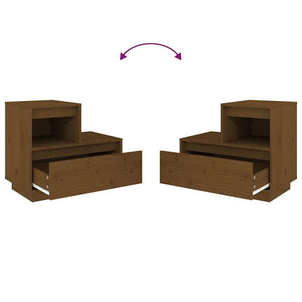 vidaXL Sängbord 2 st honungsbrun 60x34x51 cm massiv furu Brun