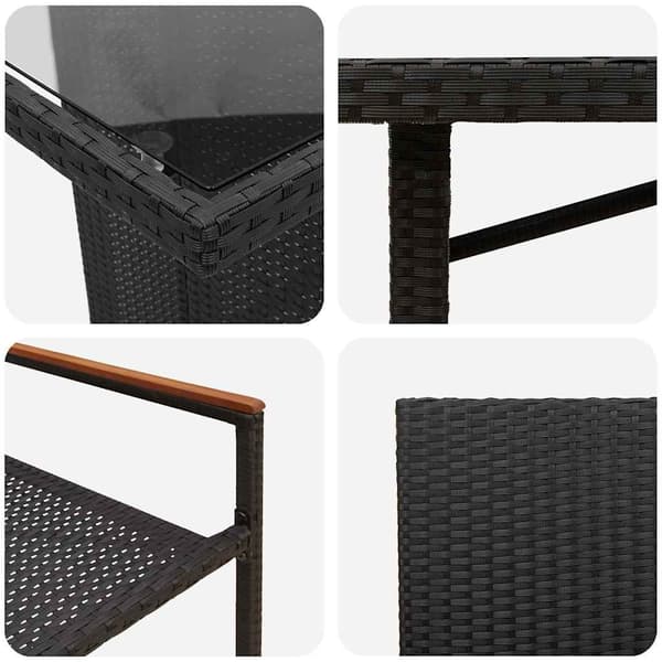 vidaXL Trädgårdsmöbelset 9 pcs Svart konstrotting Svart