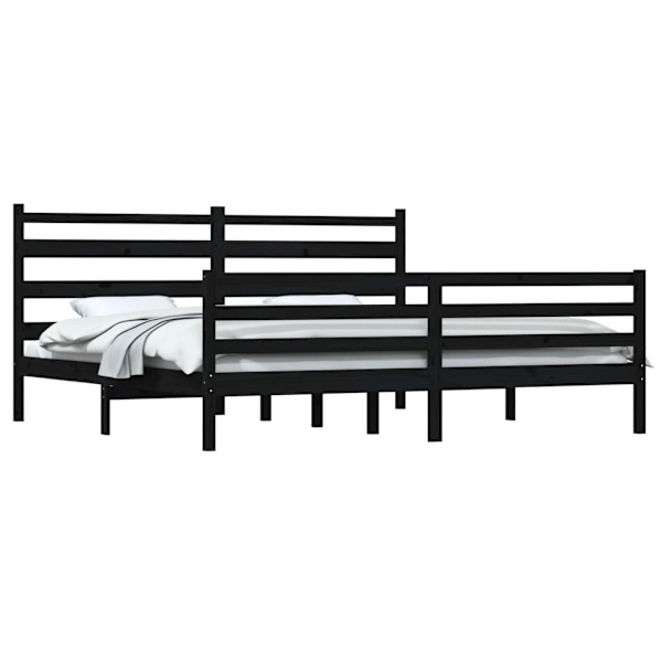 vidaXL Sängram massiv furu 200x200 cm svart Svart