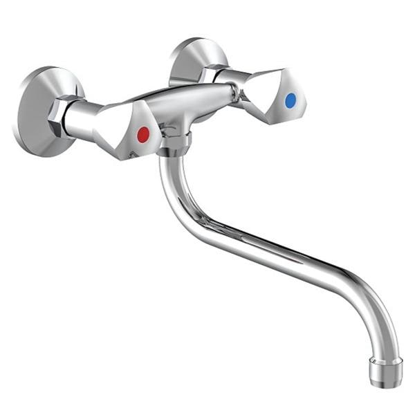 SCHÜTTE Väggmonterad köksblandare 2 vred CESTI krom Silver