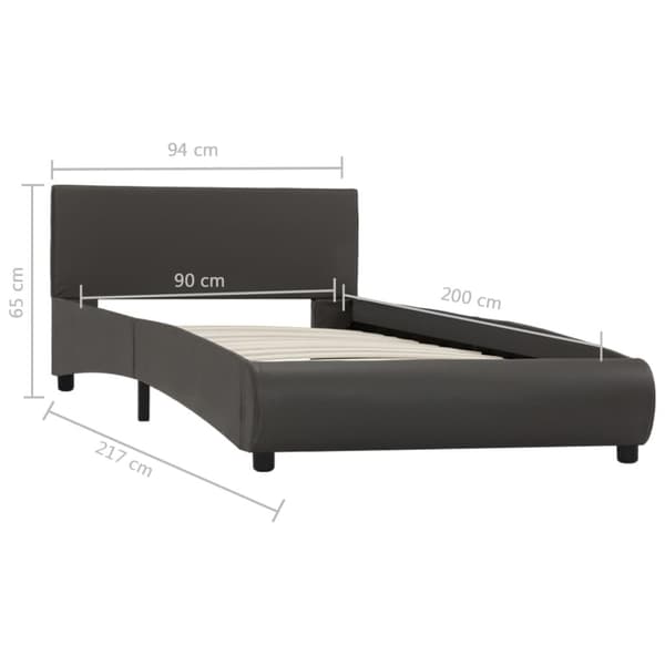 vidaXL Sängram med LED grå konstläder 90x200 cm grå