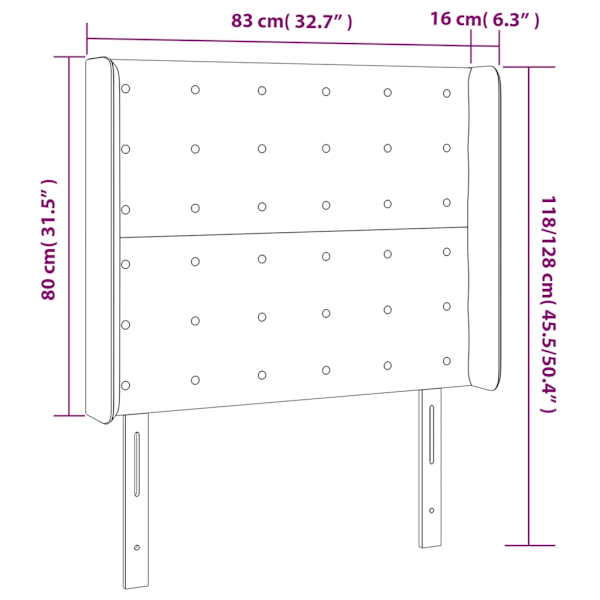vidaXL Sänggavel LED grå 83x16x118/128 cm konstläder Grå