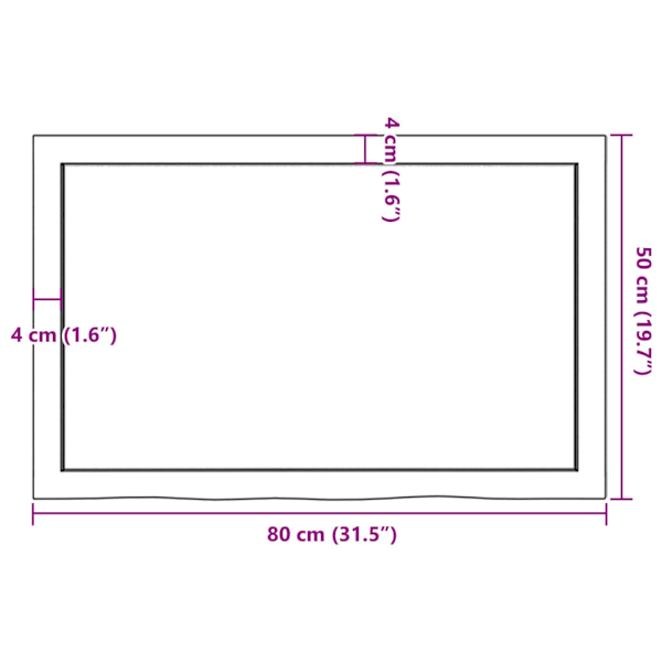vidaXL Bordsskiva mörkbrun 80x50x(2-6) cm behandlad massiv ek Brun