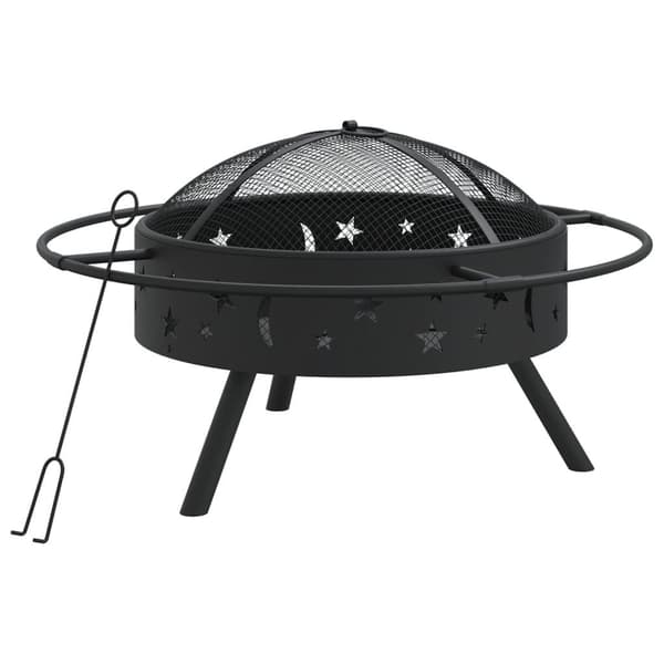 vidaXL Eldstad med eldgaffel 70 cm XXL stål Svart