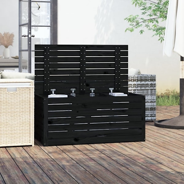 vidaXL Dynbox svart 101x50,5x46,5 cm massiv furu Svart