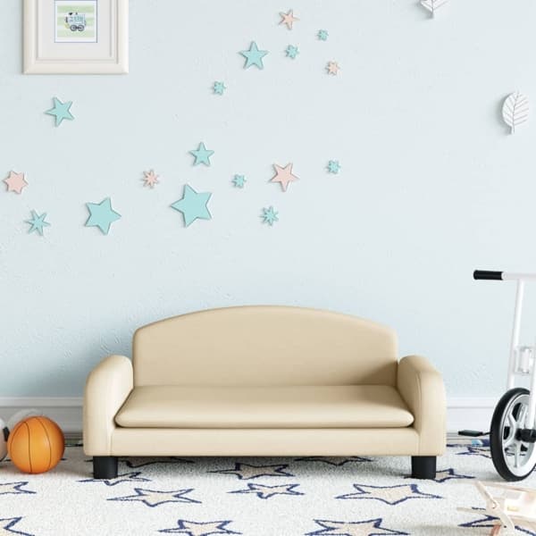 vidaXL Barnsoffa gräddvit 70x45x30 cm tyg Kräm