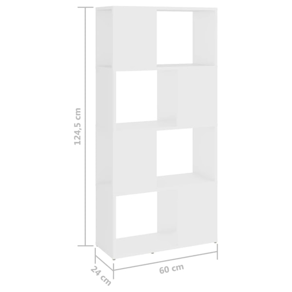 vidaXL Bokhylla Rumsavdelare vit 60x24x124,5 cm konstruerat trä Vit