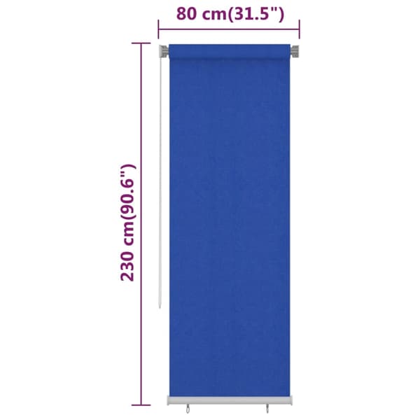 vidaXL Rullgardin utomhus 85 (B) x 230 (H) cm blå HDPE Blå