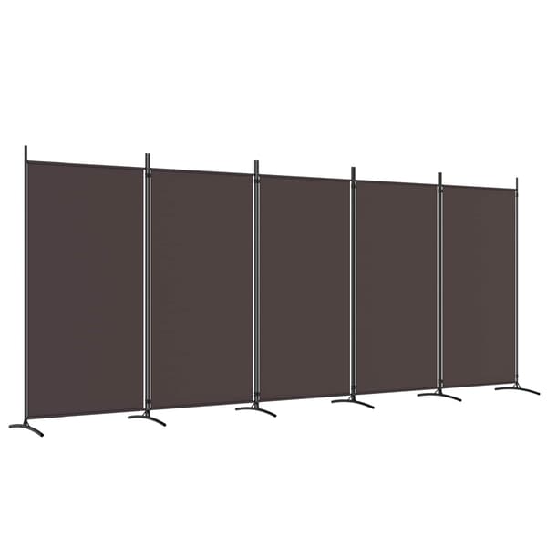 vidaXL Rumsavdelare 5 paneler brun 433x180 cm tyg Brun