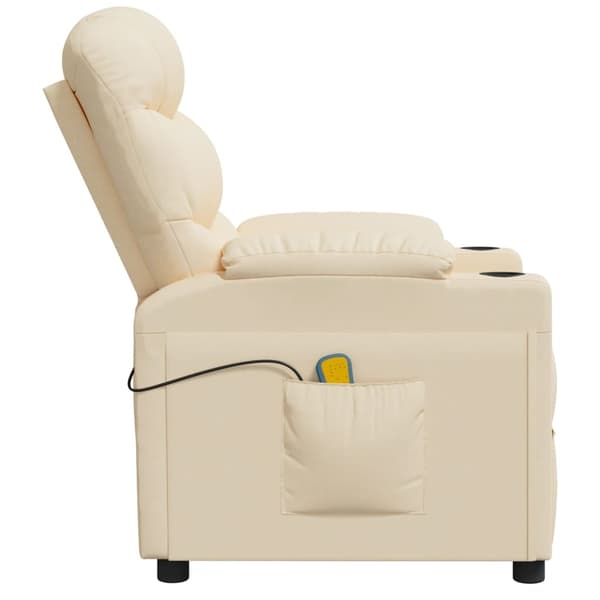 vidaXL Elektrisk massagefåtölj gräddvit tyg Kräm
