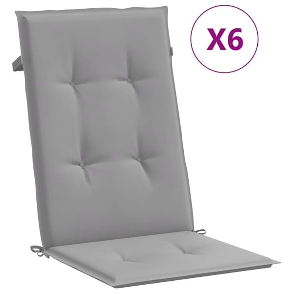 vidaXL Stolsdynor 6 st grå 120x50x3 cm tyg grå