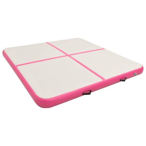 vidaXL Uppblåsbar gymnastikmatta med pump 200x200x10 cm PVC rosa Rosa