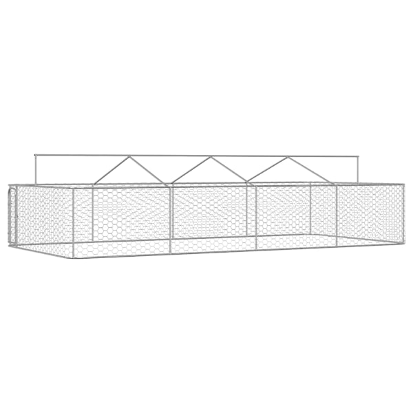 vidaXL Hundgård för utomhusbruk med tak 600x300x150 cm Silver