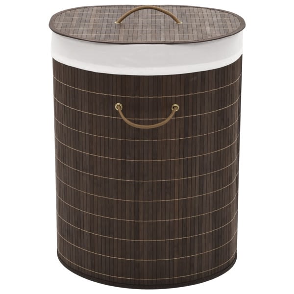 vidaXL Tvättkorg i bambu oval mörkbrun Brun