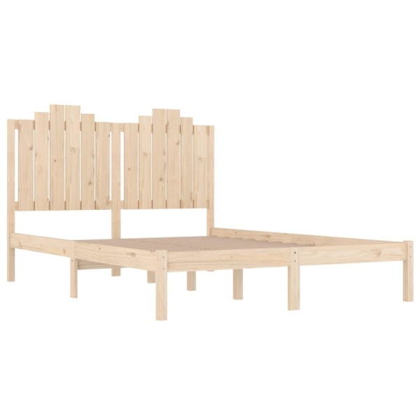 vidaXL Sängram massiv furu 135x190 cm Brun