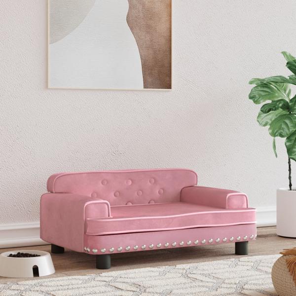 vidaXL Hundbädd rosa 70x45x30 cm sammet Rosa