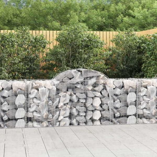 vidaXL Gabioner bågformade 5 st 200x50x80/100 cm galvaniserat järn Silver