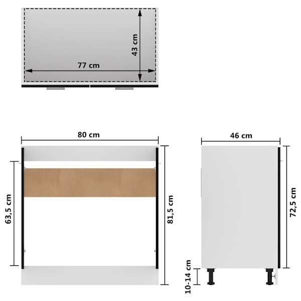 vidaXL Underskåp för diskho “Lyon” svart 80x46x81,5 cm konstruerat trä Svart