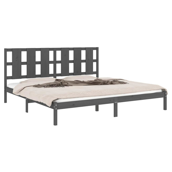 vidaXL Sängram grå massiv furu 200x200 cm Grå
