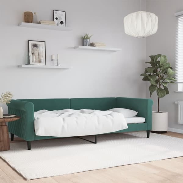 vidaXL Dagbädd mörkgrön 90x200 cm sammet Grön
