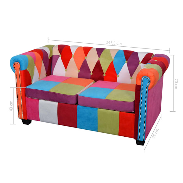 vidaXL Soffgrupp 2 st Chesterfield tyg multifärg
