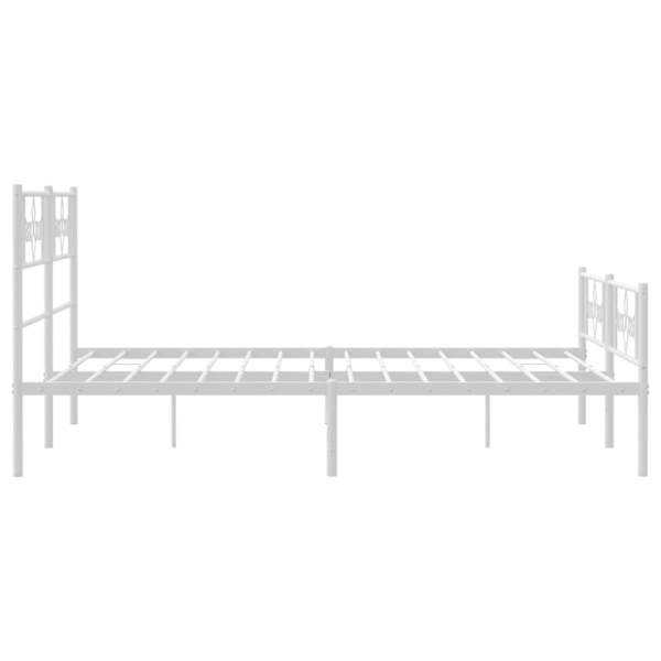 vidaXL Sängram med huvudgavel och fotgavel vit metall 140x190 cm Vit