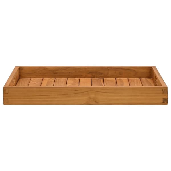 vidaXL Serveringsbricka 60x35 cm massivt teakträ Brun