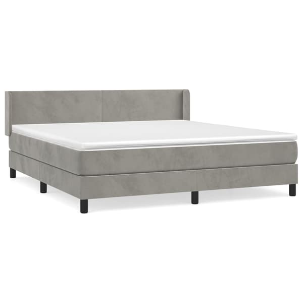 vidaXL Ramsäng med madrass ljusgrå 180x200 cm sammet Grå