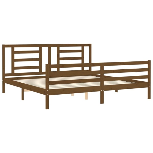 vidaXL Sängram med huvudgavel honungsbrun 200x200 cm massivt trä Brun