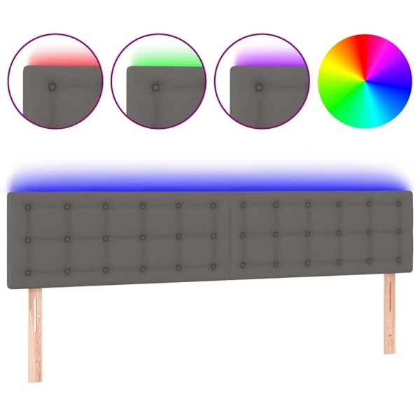 vidaXL Sänggavel LED grå 200x5x78/88 cm konstläder Grå