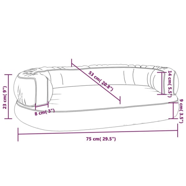 vidaXL Ergonomisk hundbädd mörkblå 75x53 cm konstläder Blå