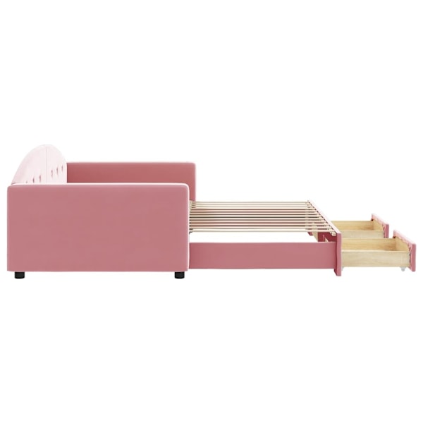 vidaXL Dagbädd utdragbar med lådor rosa 100x200 cm sammet Rosa