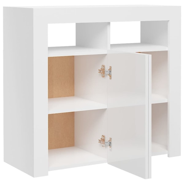 vidaXL Skänk med LED-belysning vit högglans 80x35x75 cm Vit