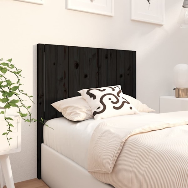 vidaXL Sänggavel svart 95,5x4x100 cm massiv furu Svart