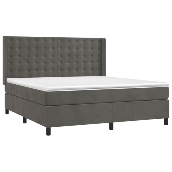 vidaXL Ramsäng med madrass & LED mörkgrå 160x200 cm sammet Grå