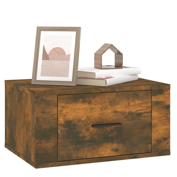 vidaXL Väggmonterat sängbord rökfärgad ek 50x36x25 cm Brun